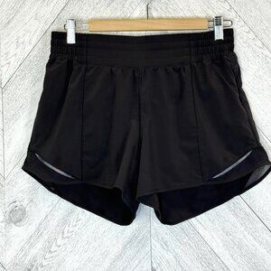 Lululemon Hotty Hot Shorts Size 10 High Rise 4" Inseam Solid Black